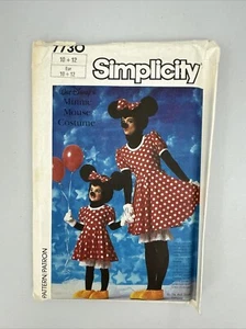 Vintage 1986 Sewing Pattern Simplicity 7730 Minnie Mouse Costume Child 10-12 - Picture 1 of 12