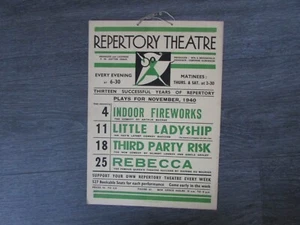 Plays for November 1940 ww2 Original Northampton Repertory Theatre Shows Poster - Picture 1 of 5