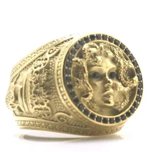 Schlangenhaar Medusa Banshee Edelstahl Herren Ring goldfarben - Bild 1 von 15