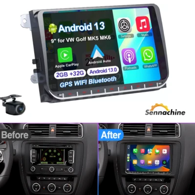 Android 13 9" Apple Carplay Car GPS Stereo Radio For VW Volkswagen Jetta Passat - Image 1 of 4