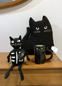 HYDE & EEK Bullseyes Playground BLACK CAT LOT Pillow / Shelf Sitter / Mug - Picture 1 of 7