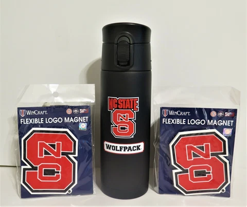 NC STATE WOLFPACK16oz STAINLESS STEEL COFFEE THERMOS & TWO FLEXIBLE MAGNETS Cover