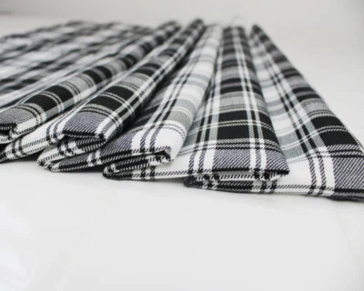 Tartan Fabric - Black & White Tartan Check - Polyviscose Craft Fabric Material - Image 1 of 4