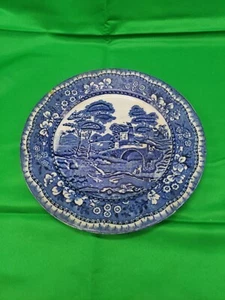 Antique English Old Tower Staffordshire Flow Blue 9” Plate - Picture 1 of 5