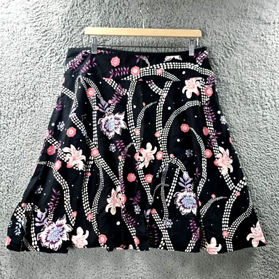 Target Womens Skirt Size 16 Black Ivory Pink Floral A-line Knee Length - Image 1 of 4