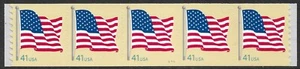 Francobollo USA #4188 41c. Bandiera Striscia di 5 Targhe #V11111 MNH - Foto 1 di 1