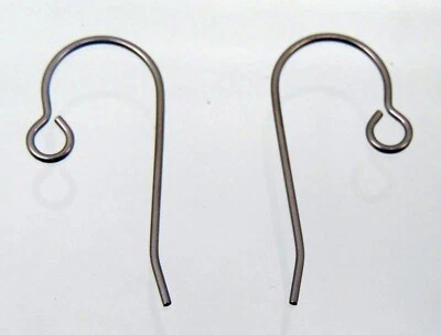 500 Pure TITANIUM Ear Wires ~ Hook w/ open Loop ~ Grade 1 No Nickel ~ 24mm Post - Image 1 of 4