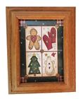 VINTAGE Wooden Picture Frame With Christmas Tree, snowman, PIC 6.5X4.7 Inches
