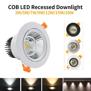 Dimmable 7W 9W 12W 15W 20W COB LED Recessed Ceiling Down Spot Light + Driver CA - Picture 1 of 14