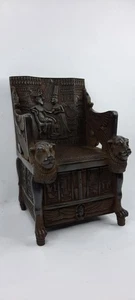 ANCIENT EGYPTIAN ANTIQUE THRONE Chair King Tut Tutankhamun Replica - Picture 1 of 6