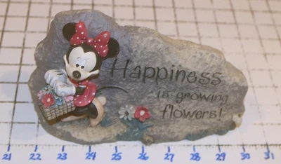 Disney MINNIE MOUSE Gardening Happiness Growing Flowers DECOR Faux Rock Statue - Image 1 of 4