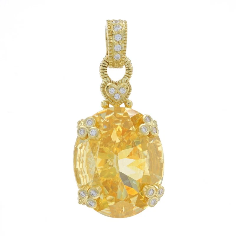 Pingente Judith Ripka cristal canário realçador de diamante ouro amarelo 18k oval 0,20 ctw - Imagem 1 de 4