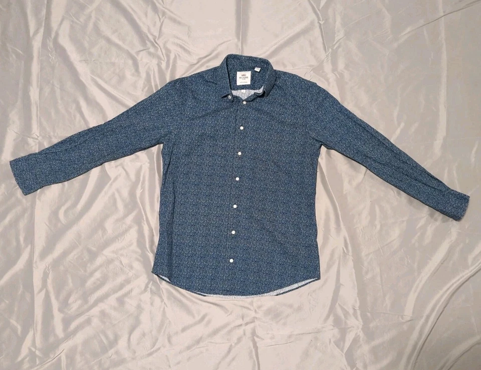 Рубашка Ben Sherman Tailoring Tailored Slim Fit синяя с цветочным узором 15 32-33 100% хлопок - Изображение 1 из 3