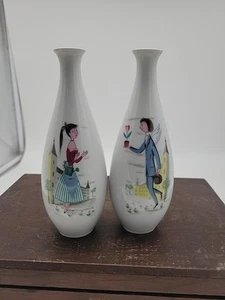2 vasi vintage Rosenthal reparto artistico Selb Germany Peynet Lovers anni 50 boy girl MCM - Foto 1 di 18