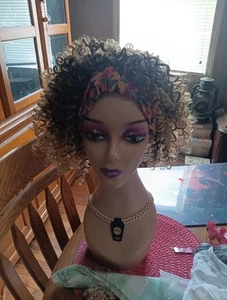 Honey Blonde Highlight Spiral Wig With Attatched Headband - Picture 1 of 6