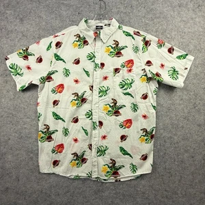 Jurassic World Park Shirt Mens 2XL All Over Dinosaur T-Rex Print Floral White - Picture 1 of 8