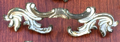 Vintage Drawer Pull French Provincial 3-1/2" Centers 7" Wide Bronze w Screws - Image 1 of 4