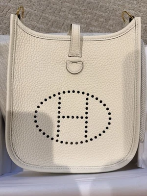 BRAND NEW AUTHENTIC HERMES 2025 Evelyne TPM Mini CREME Clemence Gold Hardware - Image 1 of 4