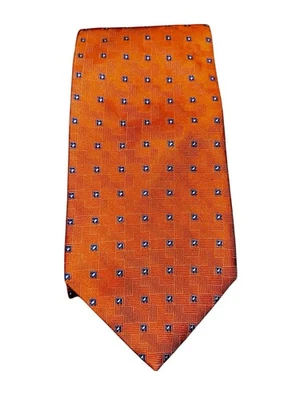Corbata para hombre Brooks Brothers naranja patrón geométrico cuadrados seda jacquard EE. UU. NUEVA CON ETIQUETAS Foto 1 de 4