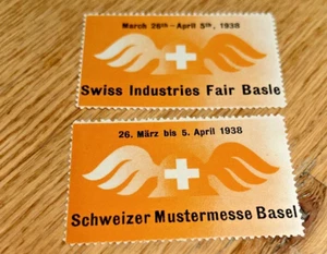 2 Vintage Basel Switzerland SCHWEIZER MUSTERMESSE BASEL Cinderella Stamps #1 - Picture 1 of 2