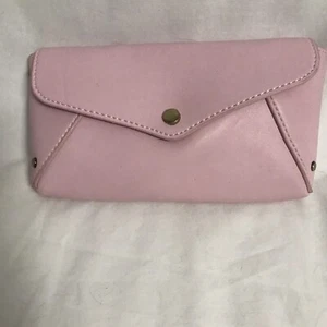 Street Level Lilac Faux Leather Clutch Purse Bag Magnetic Snap Pink Gold Metal - Picture 1 of 7