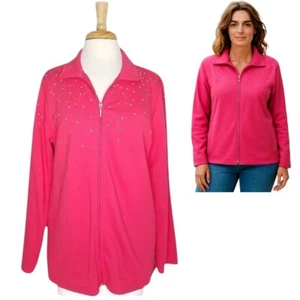 Quacker Factory Rhubarb Jacket Womens L "Simulated Pearls Just Wanna Have Fun" - Picture 1 of 7
