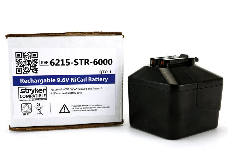 Stryker Rechargeable 9.6V NiCad Battery for System 6 Handpieces - 6215-STR-6000
