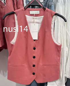 ZARA NEW WOMAN TAILORED LINEN BLEND WAISTCOAT VEST MARSALA XS-XL 2764/709/172 - Picture 1 of 4