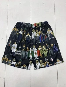 Nuevo con etiquetas Pantalones Cortos Todos los Pesos Sin Besos Para Hombres Negros Estampado de Personajes Malla Talla 2XL - Imagen 1 de 5