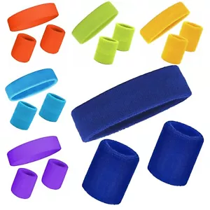 WOMEN MEN HEADBAND WRISTBANDS YOGA GYM SWEATBAND TENNIS SPORTS ACCESSORIES - Picture 1 of 13