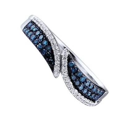 Rotondo Creato IN Laboratorio Blu e Bianco Zaffiro Fede Nuziale 14K Placcato Oro - Immagine 1 di 4