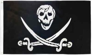 Skull & Two Swords 3x5ft Poly Pirate Flag Skull Crossed Swords Pirate Ship Flag - Picture 1 of 3