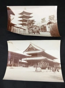 Pre-War Japan Kyoto Temple To-ji Pagoda Sepia Photographs 京都 東寺 Vintage - Picture 1 of 1