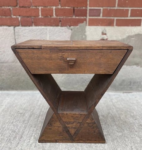 1930s VINTAGE FOLK ART WOOD SIDE TABLE  ART DECO SHAPED DESIGN AAFA OOAK Cover