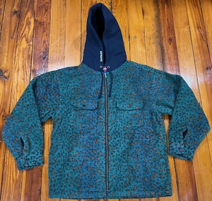 Supreme Fleece Zip Up Hooded Shirt Teal Leopard Size Small FW23 NEU - Bild 1 von 12