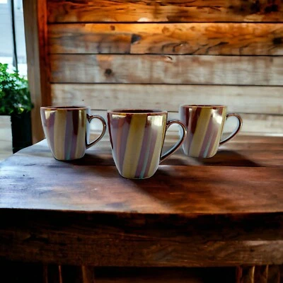 Juego de 3 tazas de café Sango Avanti rayas marrones sobre arena 4722 10 oz tazas China Foto 1 de 4