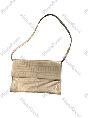 Bolso de hombro vintage de cuero en relieve de cocodrilo dorado DUE FRATELLI Foto 1 de 3