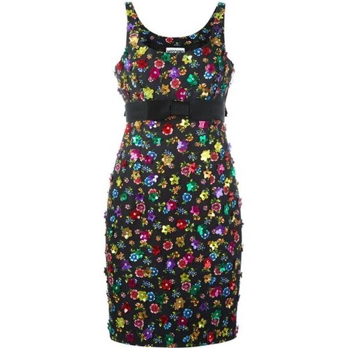Abito Moschino Couture Arcobaleno Floreale Applique Tg IT 44 US 10 Nuovo con etichette