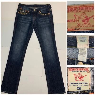 True Religion Women BILLY Jeans Size 26 Blue Cotton MADE IN USA Excellent Condit - Image 1 of 4