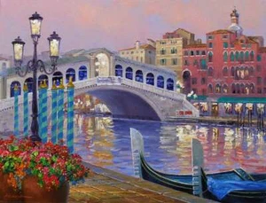 Venecia Italia Azulejos de acento y decoración Mikki Senkarik arte paisaje MSA141AT - Imagen 1 de 4