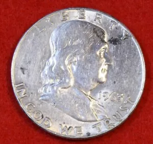 Moneda de medio dólar Franklin 1963-D 90 % plata circulada FH564 - Imagen 1 de 2