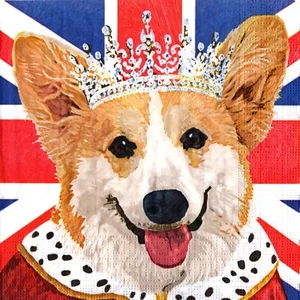 Serviettes en papier chien Corgi reine d'Angleterre. Napkins dog England Corgi - Picture 1 of 1