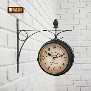 Orologio da parete giardino esterno stazione paddington doppio lato staffa esterna rotonda - Foto 1 di 4