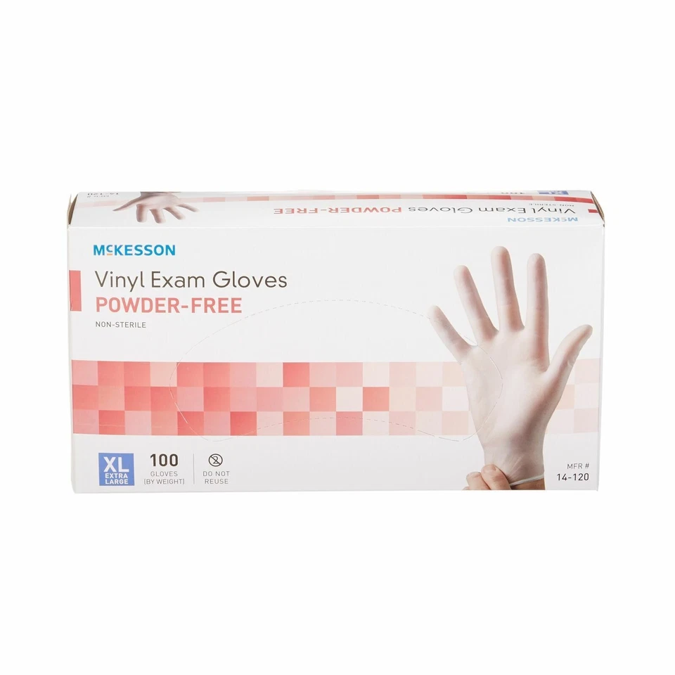 McKesson 14-120 Vinyl Exam Gloves - XL, Box of 100