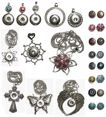 Click Button Kette Anhänger Träger Halskette Druckknopf Klick Button Kompatibel - Bild 1 von 4