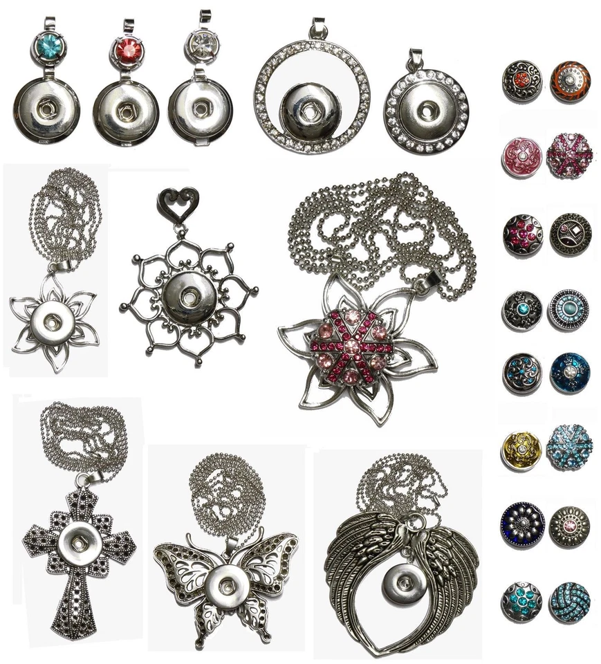 Click Button Kette Anhänger Träger Halskette Druckknopf Klick Button Kompatibel - Bild 1 von 4