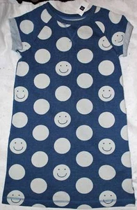 NWT Gap Kids Girl's Blue Smiley Face Sweatshirt Dress XL 12 Yrs - Picture 1 of 1