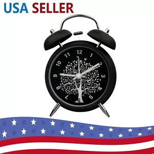 4" Retro Non-ticking Silent Analog Bell Loud Alarm Nightlight Light Clock tree - Picture 1 of 1
