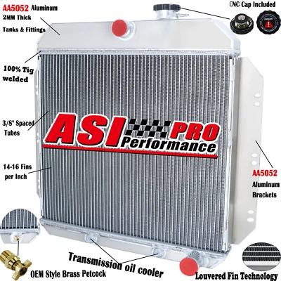 4 ROWS Aluminum Radiator For 1960-1962 CHEVY C/K Series C10 C20 C30 PICKUP V8 Foto 1 de 4