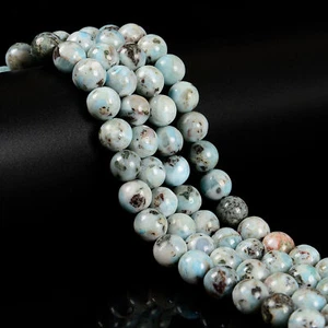 Natural Multi Color Larimar Smooth Round Beads Size 6mm 8mm 10mm 15.5'' Strand - Picture 1 of 3